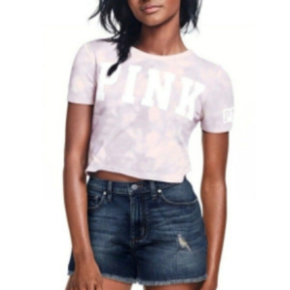 PINK Victoria's Secret Distressed Denim Shorts Size 2 Dark Wash High Waisted NWT - Picture 14 of 15